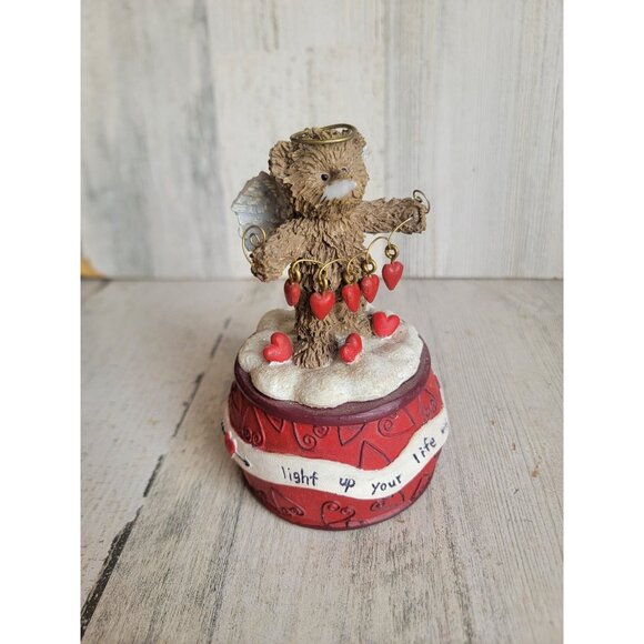 Vintage Valentine AS IS windup music box bear cupid heart home decor - Picture 3 of 11
